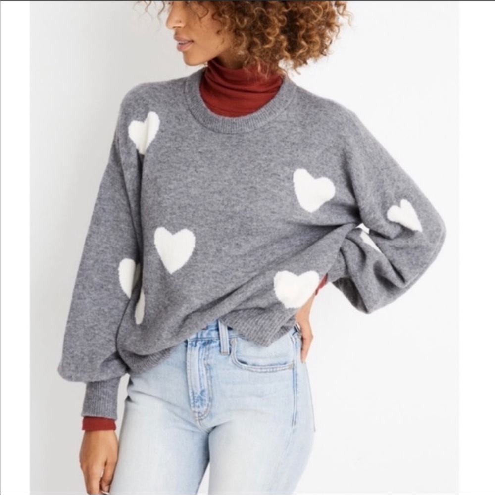 Madewell Grey Heart Sweater
